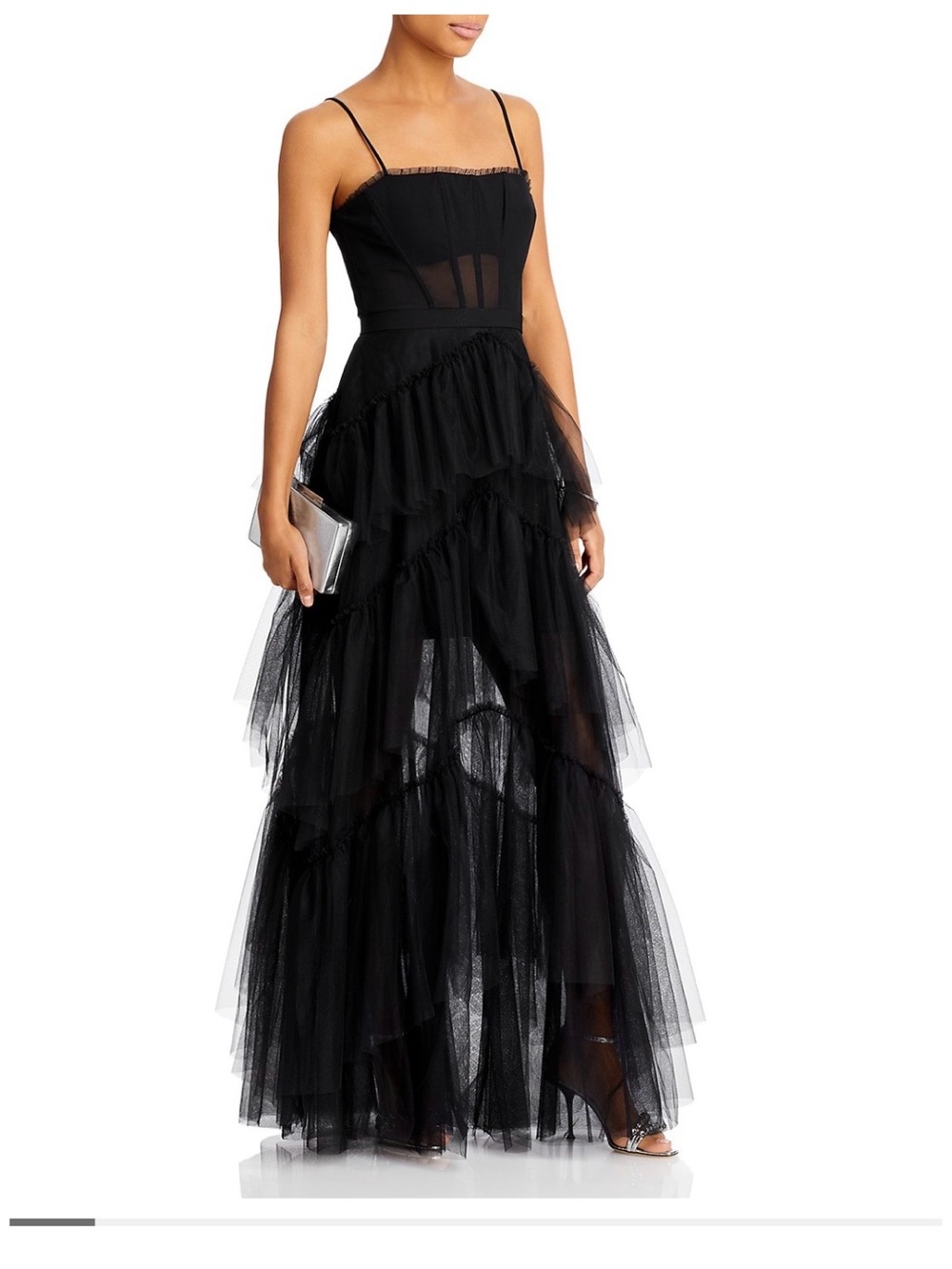 BCBGMaxAzria Black Tiered Oly Gown Dress